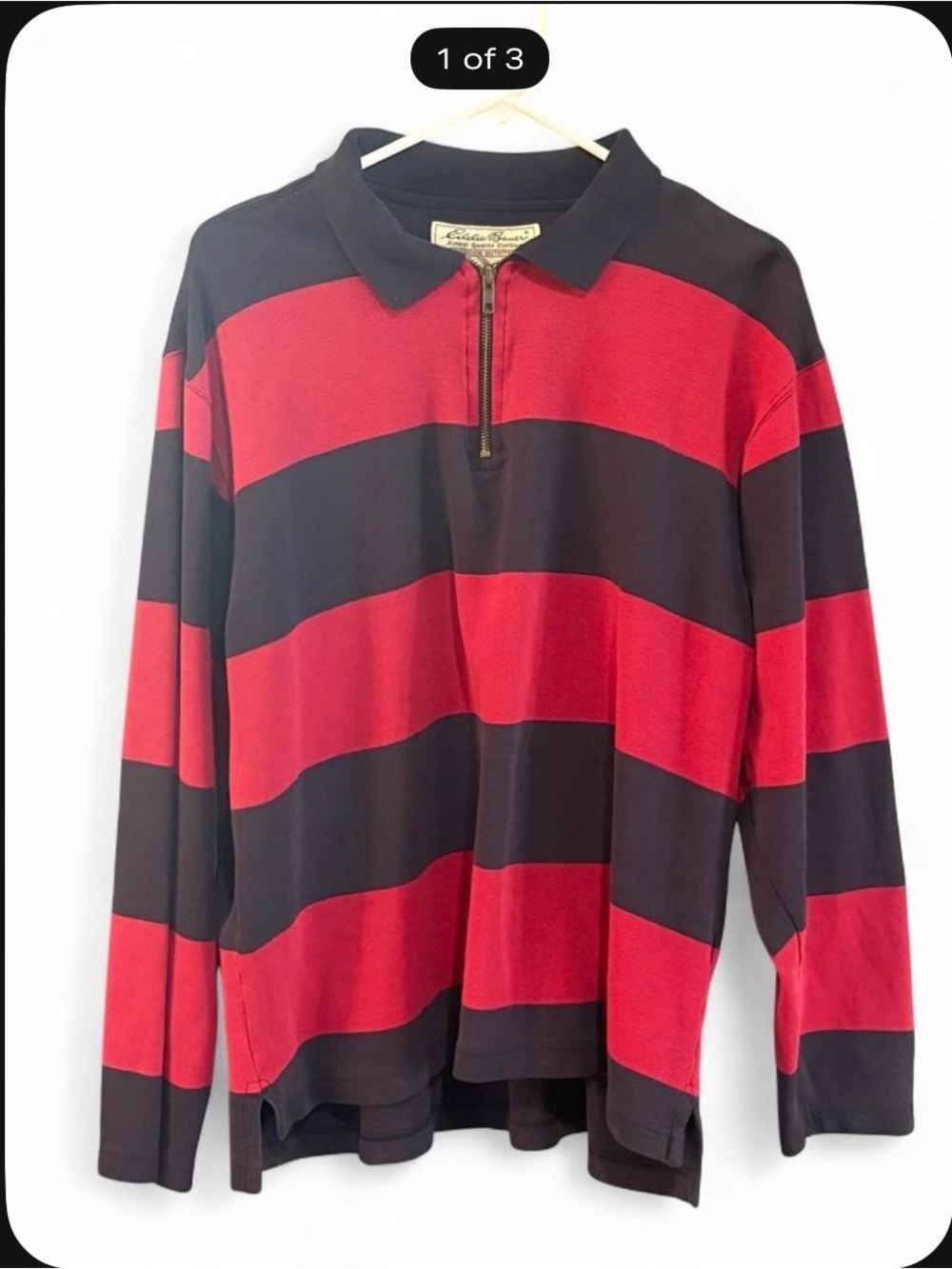 Eddie Bauer Men’s Red Navy Striped Zip up size XL